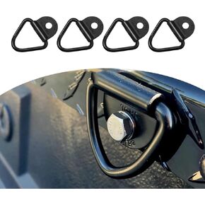 Pack-4 Car V-Shape Ring Tie Down Anchor, 2.3" x 2.2" Multi-Purpose Vehicle Rail Accessories, Heavy Duty Truck Bed Tie Down Accessories Replacements, Universal for Cars Trailers (Black)