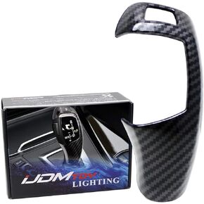 iJDMTOY Glossy Black Carbon Fiber Pattern Shift Knob Cover Shell Compatible with BMW Fxx 2 3 4 5 7 Series X3 X4 X5 X6 Standard/Basic Shifter