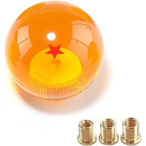 Round Ball Shift Knob for Most Manual Automatic Cars Universal Dragon Ball Gear Shift Knob with 3 Adapters M8x1.25, M10x1.25, M10x1.5(Yellow 1 Stars)