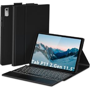 Backlit Keyboard Case Touch for Lenovo Tab P11 (2nd Gen) 11.5" 2023 (TB350FU), Bluetooth Keyboard with Trackpad & Twill Cover Case & Adjustable Kickstand for Lenovo Tab P11