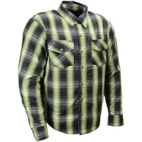 Milwaukee Leather Men's Plaid Flannel Biker Shirt with CE Approved Armor - Reinforced w/Aramid Fibers | MPM - Large