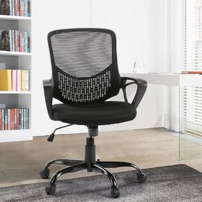 Office Chair, Ergonomic Design Adjustable Rolling Swivel Mesh Desk Chair with Perfect Lumbar Support, Modern Style for Executive Tasks, Black