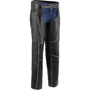 Milwaukee Leather Chaps for Women Black Premium Skin Rubbed Seams- Accented Lace Detailing Motorcycle Chap- MLL6526