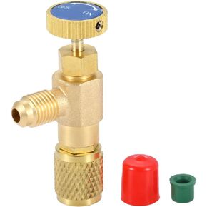 gohantee R12 R22 Refrigerant Charging Valve, 1/4“ Male to 1/4" Female Safety Adapter Flow Control Ball Valve for R12 R22 Air Conditioner Manifold