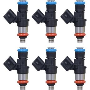 Fuel Injector 4 Holes Compatible with Ford Taurus Fusion Flex Edge 2007-2012, Mercury Sable 2008-2009, Lincoln MKT MKS MKX 2007-2012, Mazda 6 CX-9 2007-2015 Replaces OE 0280158091 (Set of 6)