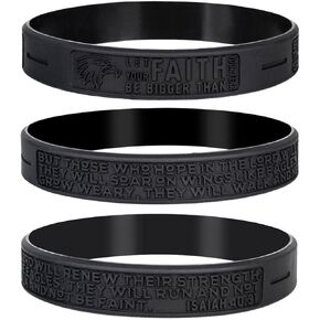 قوة الإيمان أشعيا 40:31 آيات الكتاب المقدس الملهمة أساور سيليكون - دع الإيمان أكبر من الخوف - هدايا معصم تحفيزية دينية لمحاربة العدوى الوبائية للرجال والنساء in Kuwait