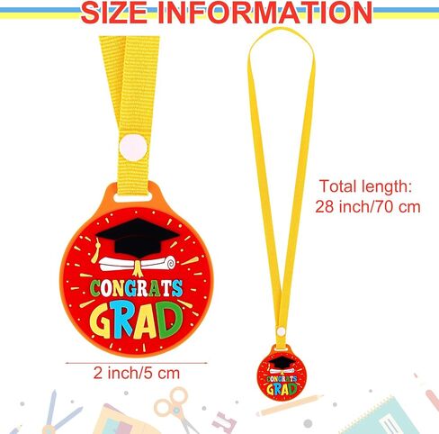 durony 48 Pieces Kindergarten Graduation Medals for Kids 2 Inch Preschool Graduation Medal with Yellow Neck Ribbon Graduating Award Medals for Preschool Graduation Gifts Favors, 6 Styles in Saudi Arabia