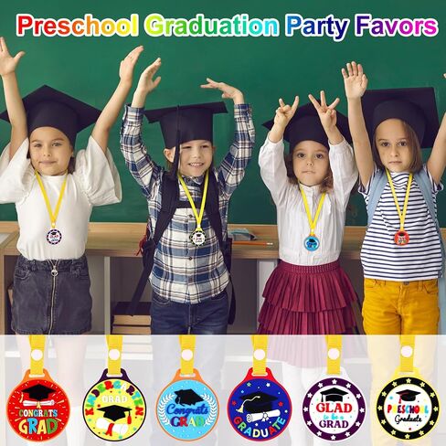 durony 48 Pieces Kindergarten Graduation Medals for Kids 2 Inch Preschool Graduation Medal with Yellow Neck Ribbon Graduating Award Medals for Preschool Graduation Gifts Favors, 6 Styles in Saudi Arabia