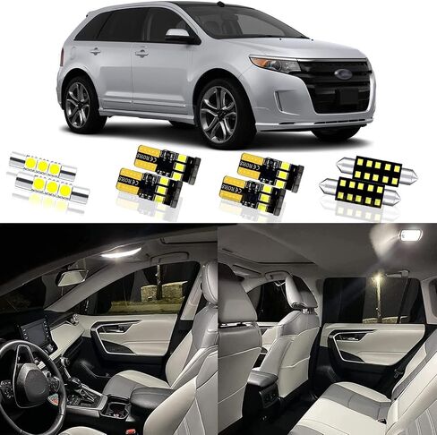 10 قطعة مجموعة لمبات LED الداخلية لسيارة Ford Edge 2007 2008 2009 2010 2011 2012 2013 2014 فائقة السطوع 6000K خريطة وقبة ومرآة فانيتي واستبدال أضواء لوحة الترخيص + أداة التثبيت in Kuwait