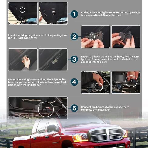 NSLUMO LED Under Hood Light & Harness Assembly Compatible w/ 2009-2018 Dodge Ram 1500 2500 3500 Pickup Truck, 6000K 30-SMD White Led Hood Engine Compartment Lamp Kit OEM ‎68395126AA in Saudi Arabia