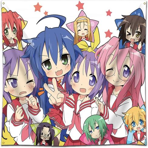 ملصق Lucky Star Izumi Tapestry Konata Flag Art Music Album ملصق جداري معلق مقاس 4x4ft in Kuwait