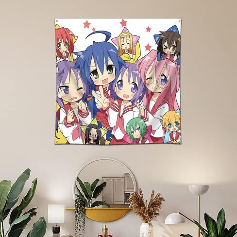 ملصق Lucky Star Izumi Tapestry Konata Flag Art Music Album ملصق جداري معلق مقاس 4x4ft in Kuwait