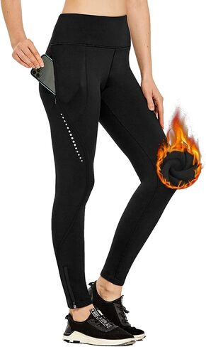 FitsT4 الحراري صوف مبطن الدراجات الجوارب الشتاء المشي لمسافات طويلة مقاومة للماء تشغيل السراويل النساء الطقس البارد جيوب البريدي in Kuwait