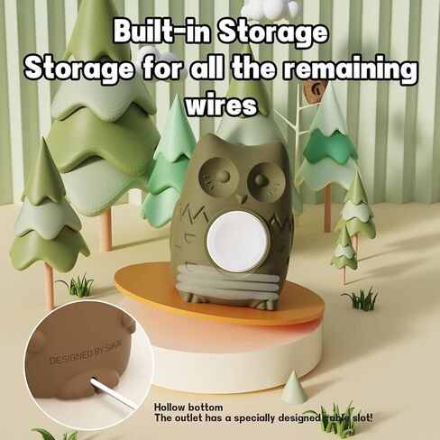 Cute Owl Apple Watch Charger Stand Compatible with iWatch Series 9-1(45mm,44mm,42mm,41mm,40mm,38mm) Apple Watch Dock,Cute Charger Stand Soft Silicone,Nightstand Mode,Home/Office Use in Kuwait