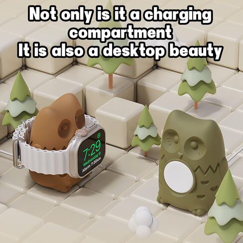 Cute Owl Apple Watch Charger Stand Compatible with iWatch Series 9-1(45mm,44mm,42mm,41mm,40mm,38mm) Apple Watch Dock,Cute Charger Stand Soft Silicone,Nightstand Mode,Home/Office Use in Kuwait
