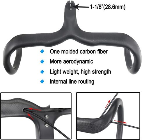 RXL SL Road Bike Carbon Integrated Handlebar Black 3K Glossy Bicycle Handle bar and Stem Ultra-Light Handlebars Bicycle Handlebar 400/420/440mmX90/100/110/120mm in Saudi Arabia