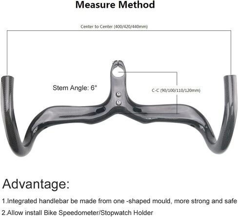 RXL SL Road Bike Carbon Integrated Handlebar Black 3K Glossy Bicycle Handle bar and Stem Ultra-Light Handlebars Bicycle Handlebar 400/420/440mmX90/100/110/120mm in Saudi Arabia
