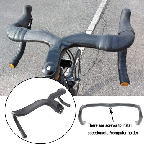 RXL SL Road Bike Carbon Integrated Handlebar Black 3K Glossy Bicycle Handle bar and Stem Ultra-Light Handlebars Bicycle Handlebar 400/420/440mmX90/100/110/120mm in Saudi Arabia