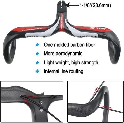 RXL SL Road Bike Carbon Integrated Handlebar Black 3K Glossy Bicycle Handle bar and Stem Ultra-Light Handlebars Bicycle Handlebar 400/420/440mmX90/100/110/120mm in Saudi Arabia