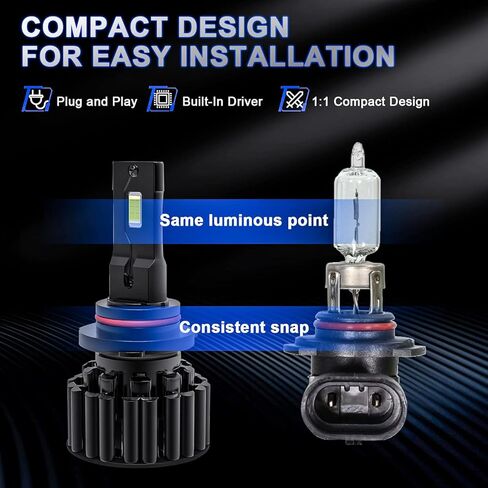 Fit for Hyundai Sonata (2015-2019) LED Bulbs 40000LM Super Bright 9005 + 9005 High/Low Beam, Plug and Play Quick Installation, 6500K Cool White Light, Pack of 4 in Kuwait