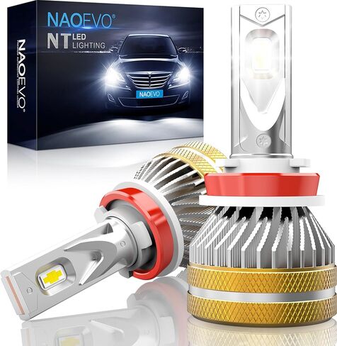 مصابيح NAOEVO H11/H9/H8 LED، 18000LM 80W 500% أكثر سطوعًا 6500K أبيض بارد H11 LED لمبة شعاع منخفض، H11 H9 H8 LED ضوء ضباب، مصابيح LED للسيارات لاستبدال الهالوجين، IP68 مقاومة للماء، حزمة من 2 in Kuwait
