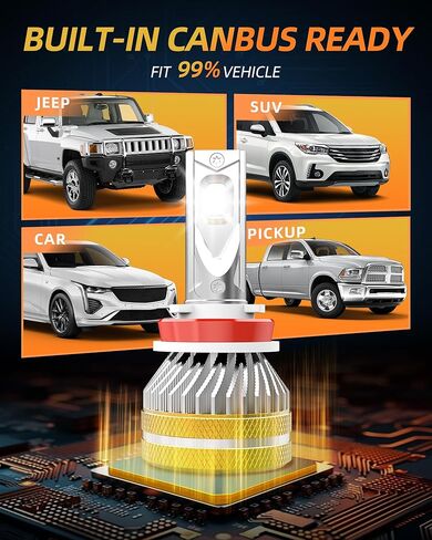 مصابيح NAOEVO H11/H9/H8 LED، 18000LM 80W 500% أكثر سطوعًا 6500K أبيض بارد H11 LED لمبة شعاع منخفض، H11 H9 H8 LED ضوء ضباب، مصابيح LED للسيارات لاستبدال الهالوجين، IP68 مقاومة للماء، حزمة من 2 in Kuwait