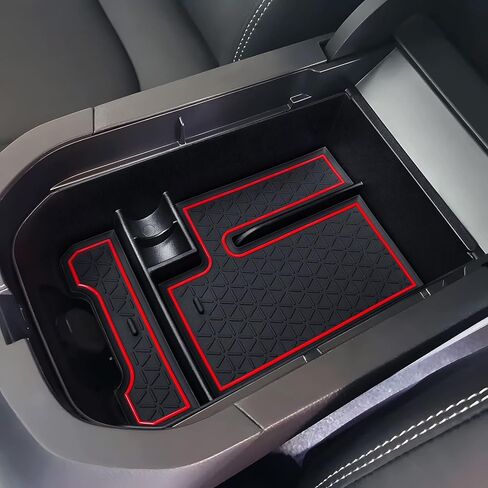 صينية تنظيم وحدة التحكم المركزية للسيارة Toyota Rav4 2019-2023، صندوق تخزين ثانوي لمسند الذراع التلقائي لملحقات RAV4 الداخلية (أحمر) in Kuwait