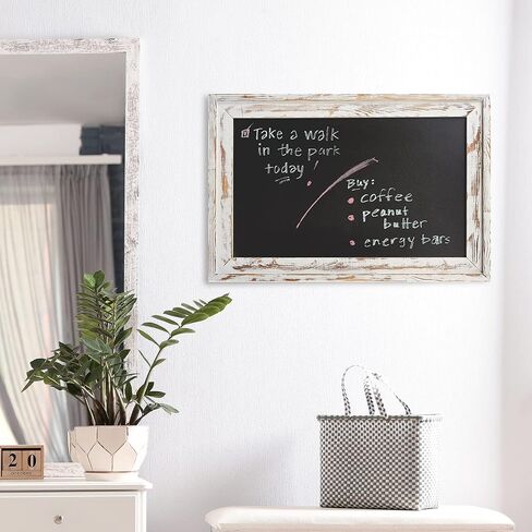 MyGift Large Wall Mounted Hanging Chalkboard Sign with Whitewashed Wood Frame, 35 x 24 Inch in Saudi Arabia
