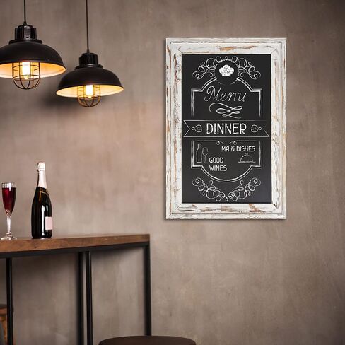 MyGift Large Wall Mounted Hanging Chalkboard Sign with Whitewashed Wood Frame, 35 x 24 Inch in Saudi Arabia