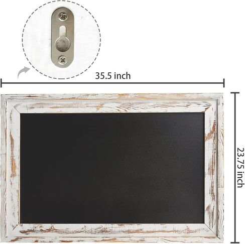 MyGift Large Wall Mounted Hanging Chalkboard Sign with Whitewashed Wood Frame, 35 x 24 Inch in Saudi Arabia