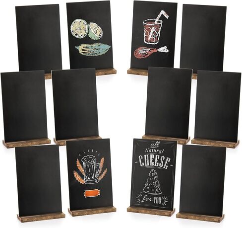 Tosnail 12 Pack 6 x 9 Inches Chalkboard Signs with Stand, Double Side Vintage Tabletop Chalkboard, Message Board, Small Chalkboard Table Sign, Menu Sign for Events, Party in Saudi Arabia