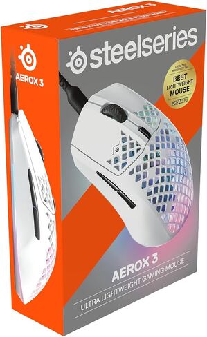SteelSeries Aerox 3 - ماوس الألعاب Holey RGB - تصميم مقاوم للماء خفيف الوزن للغاية - مستشعر بصري TrueMove Core بدقة 8500 نقطة في البوصة - أونيكس in Saudi Arabia