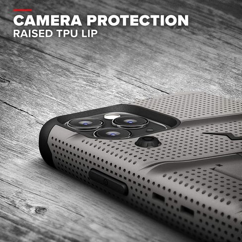 Zizo Bolt Cover - Case for iPhone 11 Pro with Military Grade + Glass Screen Protector & Kickstand and Holster (Metal Gray/Black) in Saudi Arabia