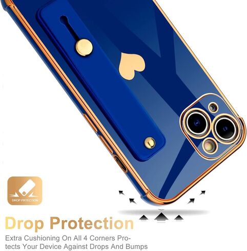 Compatible with iPhone 13 Case Cute Luxury Plating Edge Bumper Case, Raised Corners Bumper Drop Protection with Full Camera Lens Protection Cover for iPhone 13 for Women Girl(Royal Blue) in Saudi Arabia