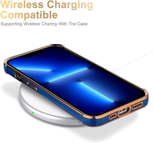 Compatible with iPhone 13 Case Cute Luxury Plating Edge Bumper Case, Raised Corners Bumper Drop Protection with Full Camera Lens Protection Cover for iPhone 13 for Women Girl(Royal Blue) in Saudi Arabia