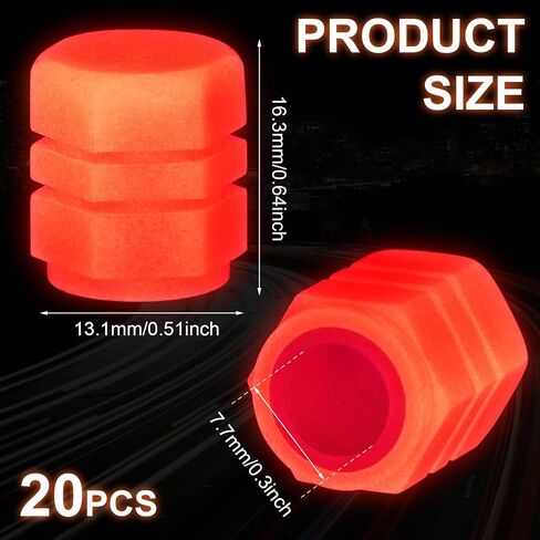 PAGOW 20PCS Night Glow Luminous Wheels Tire Caps Fluorescent Valve Stem Auto Wheel Universal Tire Air Covers for Car, Truck, SUV, Motorcycles, Bike(RED) in Saudi Arabia