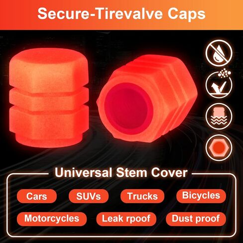 PAGOW 20PCS Night Glow Luminous Wheels Tire Caps Fluorescent Valve Stem Auto Wheel Universal Tire Air Covers for Car, Truck, SUV, Motorcycles, Bike(RED) in Saudi Arabia