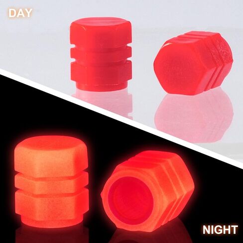 PAGOW 20PCS Night Glow Luminous Wheels Tire Caps Fluorescent Valve Stem Auto Wheel Universal Tire Air Covers for Car, Truck, SUV, Motorcycles, Bike(RED) in Saudi Arabia