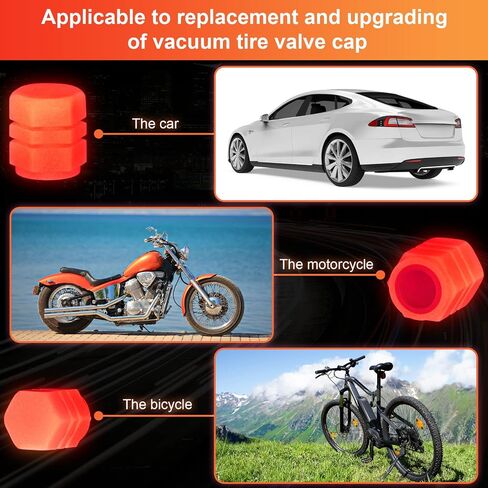 PAGOW 20PCS Night Glow Luminous Wheels Tire Caps Fluorescent Valve Stem Auto Wheel Universal Tire Air Covers for Car, Truck, SUV, Motorcycles, Bike(RED) in Saudi Arabia