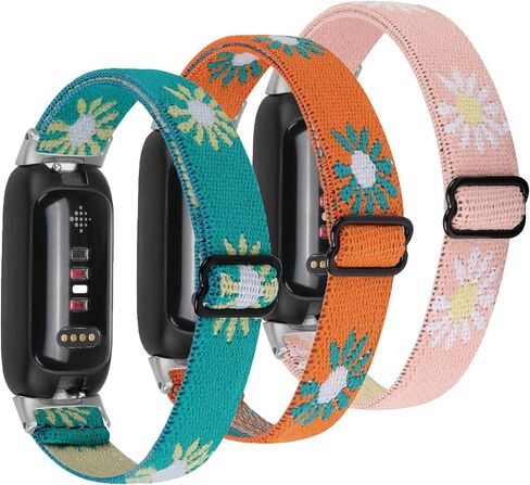 Compatible with Fitbit Inspire 3 Bands Elastic Breathable Nylon/Soft Silicone Bands for Women in Saudi Arabia