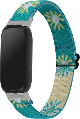 Compatible with Fitbit Inspire 3 Bands Elastic Breathable Nylon/Soft Silicone Bands for Women in Saudi Arabia