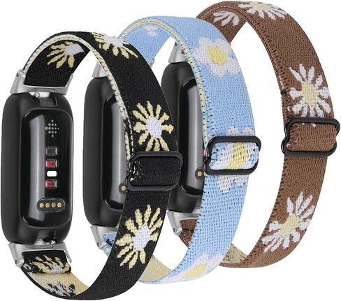 Compatible with Fitbit Inspire 3 Bands Elastic Breathable Nylon/Soft Silicone Bands for Women in Saudi Arabia