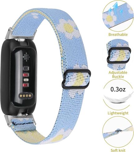 Compatible with Fitbit Inspire 3 Bands Elastic Breathable Nylon/Soft Silicone Bands for Women in Saudi Arabia