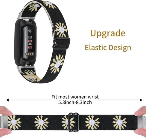 Compatible with Fitbit Inspire 3 Bands Elastic Breathable Nylon/Soft Silicone Bands for Women in Saudi Arabia