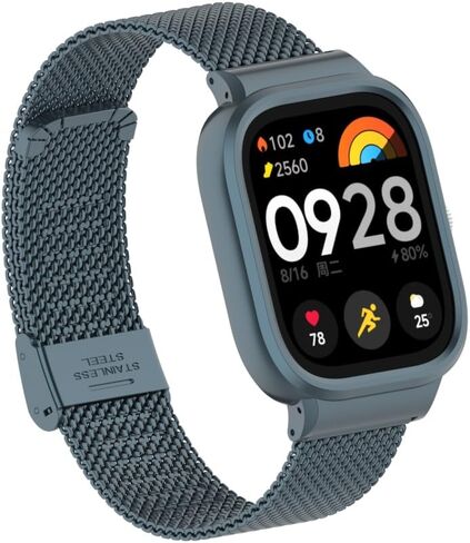 Adjustable and Comfortable With Redmi Watch 4 Strap Metal Case 22mm Stainless Steel Mesh Replacement Straps for Redmi Smartwatch 4 in Saudi Arabia