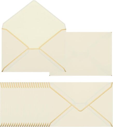 PATIKIL 200 حزمة 5 × 7 مظاريف مع مغلفات عيد الميلاد الحدود الذهبية لبطاقات A7 مغلفات رفرف V لبطاقات هدايا الزفاف المكتبية، والدعوات، والصور، والتخرج (الشمبانيا) in Kuwait