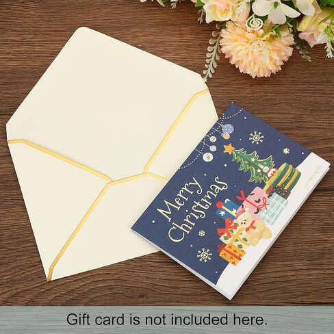 PATIKIL 200 حزمة 5 × 7 مظاريف مع مغلفات عيد الميلاد الحدود الذهبية لبطاقات A7 مغلفات رفرف V لبطاقات هدايا الزفاف المكتبية، والدعوات، والصور، والتخرج (الشمبانيا) in Kuwait