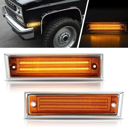 أضواء علامة جانبية LED من Bestview لشاحنات 1981-1991 Chevy C10 C20 C30 GMC C1500 C2500 Suburban Blazer Jimmy Pickup Trucks، مصابيح علامة جانبية للمصد الأمامي، عدسات شفافة (قطعتان) in Kuwait