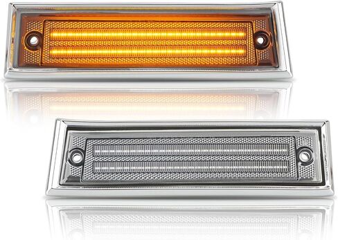 أضواء علامة جانبية LED من Bestview لشاحنات 1981-1991 Chevy C10 C20 C30 GMC C1500 C2500 Suburban Blazer Jimmy Pickup Trucks، مصابيح علامة جانبية للمصد الأمامي، عدسات شفافة (قطعتان) in Kuwait