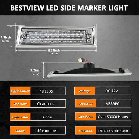 أضواء علامة جانبية LED من Bestview لشاحنات 1981-1991 Chevy C10 C20 C30 GMC C1500 C2500 Suburban Blazer Jimmy Pickup Trucks، مصابيح علامة جانبية للمصد الأمامي، عدسات شفافة (قطعتان) in Kuwait